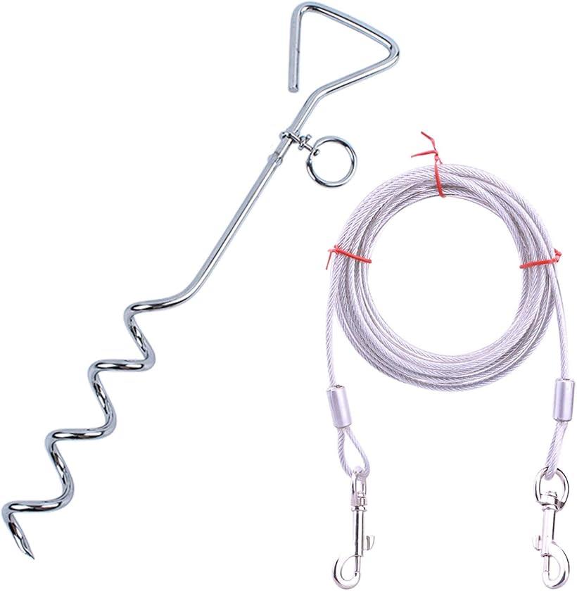 アンカー 係留ステッキ ドッグポール リード ロープ 犬 ペット ハーネス 金属 ワイヤーロープ