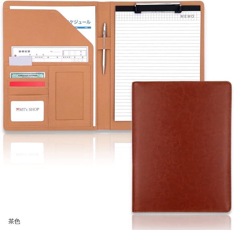 クリップ ファイル ボード PUレザー A4 サイズ 多機能 フォルダー メモ帳付属 OF283 赤色 ピンク 青色 ..