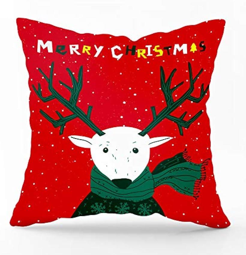 クリスマス クッションカバー 45x45cm モケット 起毛 マフラートナカイくん