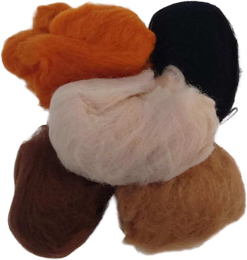 羊毛フェルト 10g 5個 手芸 材料 ニードル手芸 人形 マスコット かわいい さび猫セット