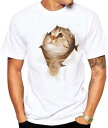Tシャツ 猫 おもしろ トリックアート カジュアル シンプル ブラウンネコ