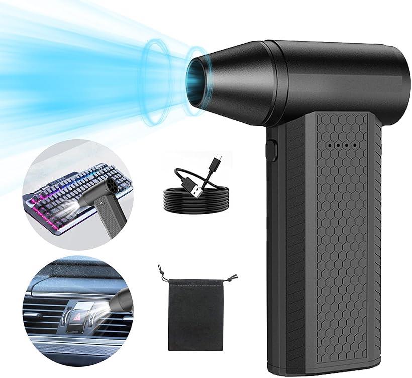 電動エアダスター 超強力 最大風速 52m/s 4段階風量調整 小型 軽量 コードレス 充電式 多用途 PC掃除 ..