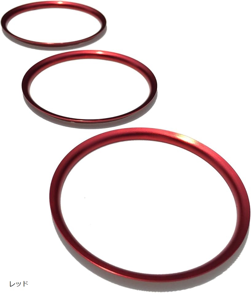 互換品エアコン リング カバー 汎用 マツダ CX-3 MX-5 吹き出し口 メッキ ドレスアップ インテリア パネル 3個セット レッド