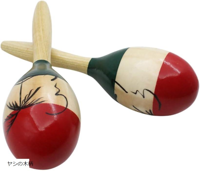 マラカス 木製 楽器 小型 2本組 ヤシの木柄