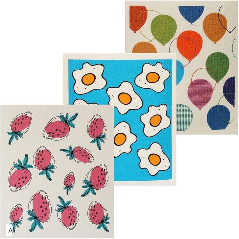 ふきん スポンジワイプ キッチンダスター 布巾 セルロース 3枚セット C B A