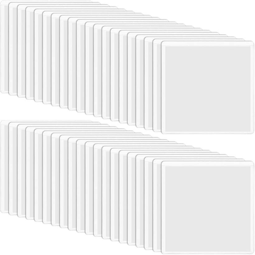 40枚 透明粘着ラベルポケット 10x10cm 