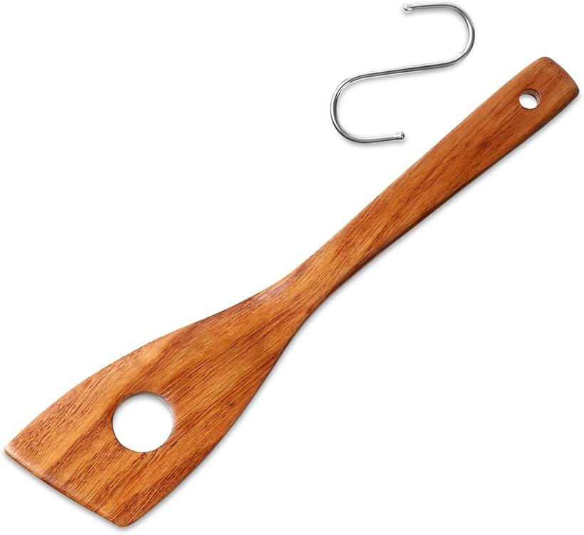 木べら 木ベラ へら ヘラ 穴あき 料理用 調理用 保管に便利なS字フック付き 茶