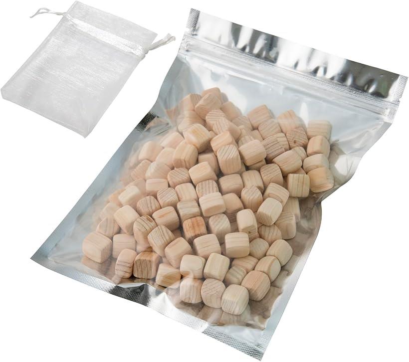 国産ヒノキ キューブ状ブロック ひのきチップ ポプリ 90g サシェ用袋付き