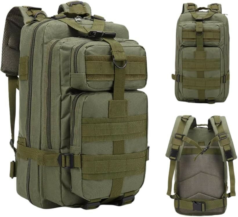 リュック バックパック 大容量 登山 アウトドア 旅行 サバイバル 防水 ミリタリー (グリーン, 30L)