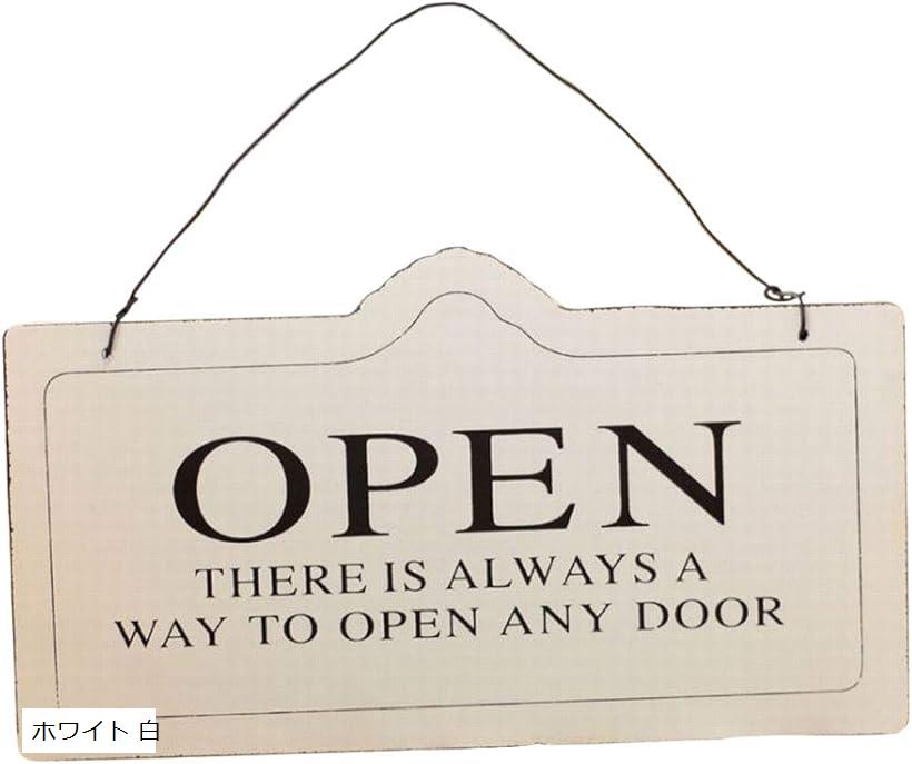 おしゃれ アンティーク 風 オープン ＆ クローズ OPEN CLOSED 営業中 木製 両面 ボード プレート お店 お部屋 カフェ の インテリア 看板 装飾 に ホワイト 白 ブラック 黒 ホワイト 白