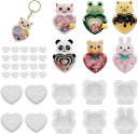シリコンモールド シャカシャカ レジン 型 動物 6種 ハート 4種 セット くま ねこ うさぎ 他 フィルム20枚付