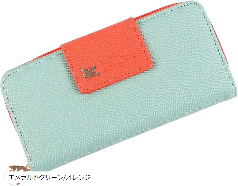 財布 長財布 ラウンドファスナー 二つ折り 女の子 レディース ピンク ネイビー/ピンク ライトピンク オレンジ エメラルドグリーン/オレンジ