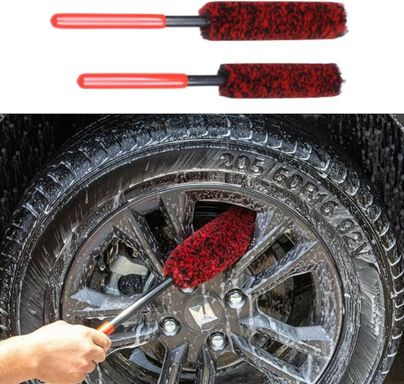 ホイールブラシ 曲がる 洗車 大小2本セット カーホイールクリーニングブラシ 曲がるタイヤブラシ 洗車ブラシ 柔らかい 洗車傷防止 内側 隙間 バイク 洗浄 洗車用品