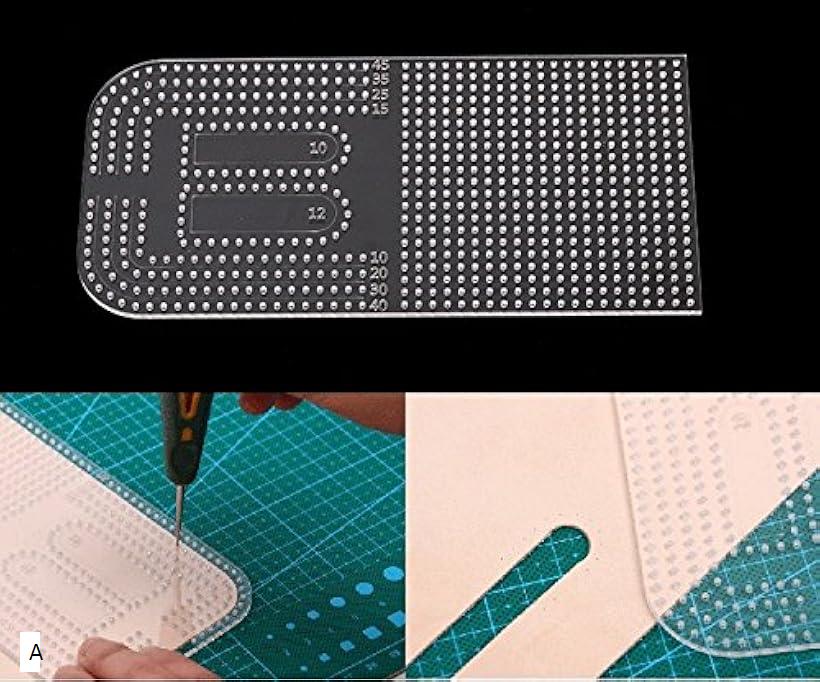 レザークラフト 穴あけ定規 4mmピッチ 便利グッズ アクリル 型 ハンドメイド 切り出し 革 皮 加工 A