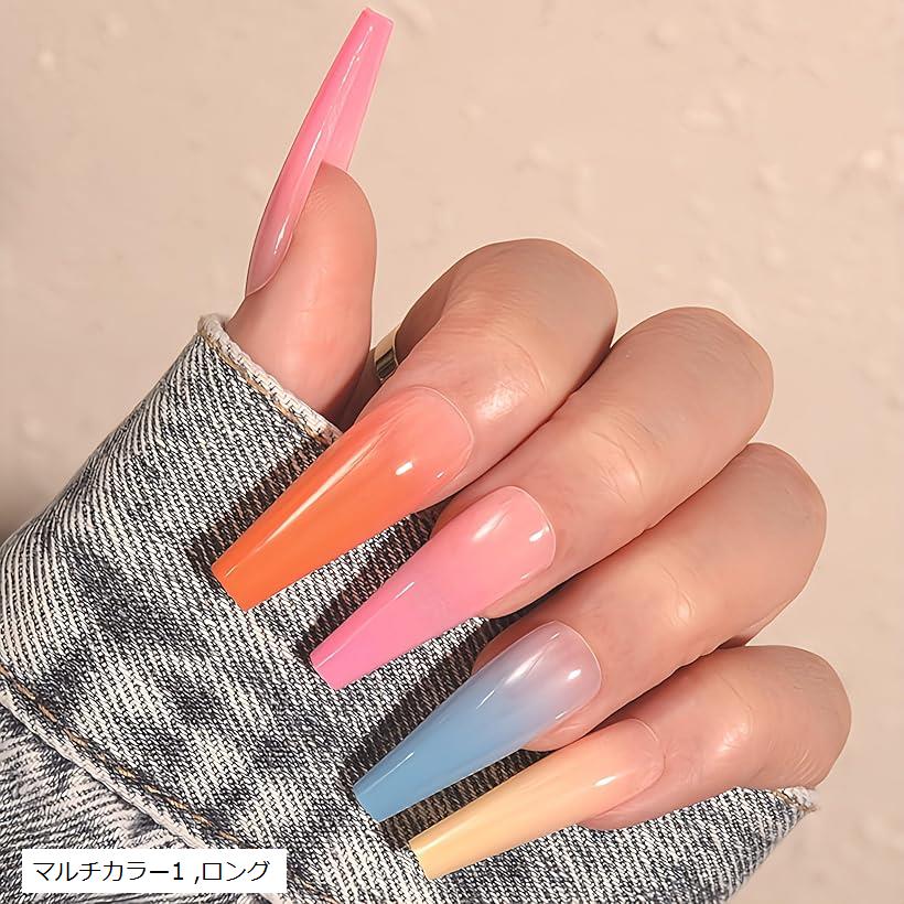 ネイルチップ ギャル 子供 付け爪 長い 地雷系 可愛い キラキラ シール グッズ ギャルマルチカラ ...