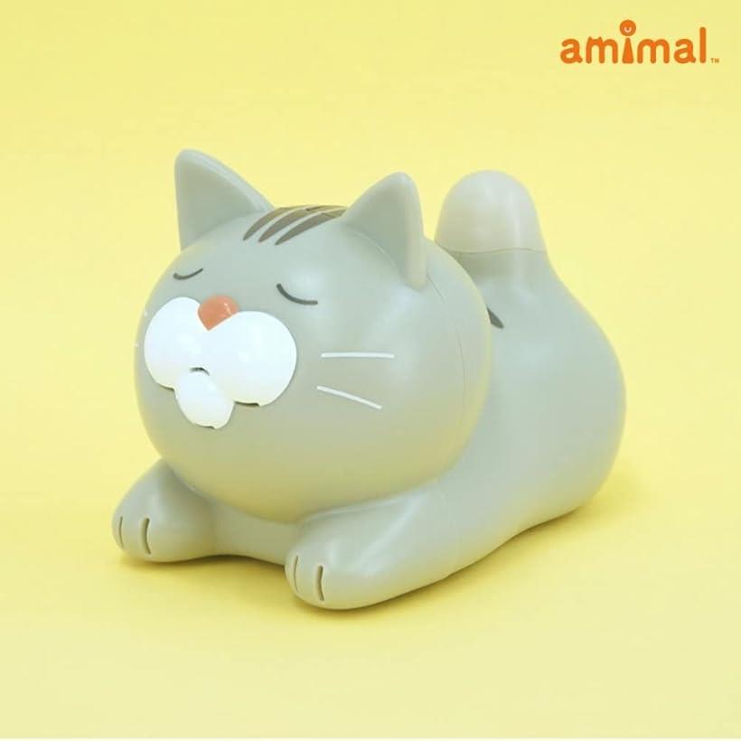 エムラインストアのにゃんこ計 温湿度計 キジトラ すぐに使える 単4電池3本 + お手入れタオル付 おしゃべりで温度と湿度をお知らせ｜アングル2