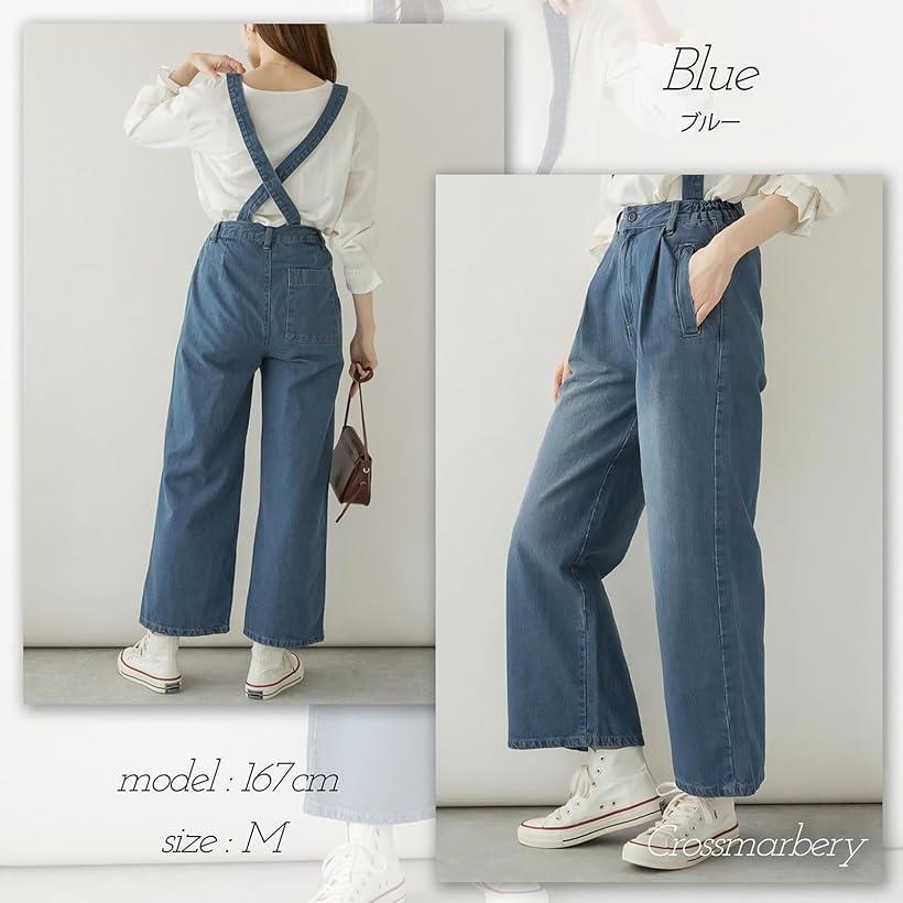 デニムパンツ レディース ゆったり ゴム サス付き ワイドパンツ ウエストゴム 太め オーバーサイズ 体型カバー 綿100 カジュアル ストレート ジーンズ ワンウォッシュネイビー 4L