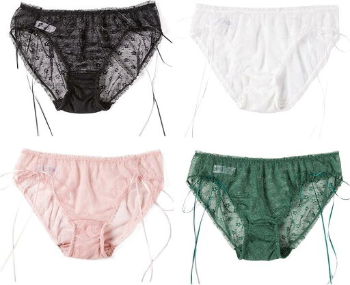 4枚セット パンティ レディース ショーツ ローウエスト リボン パンツ 下着 セクシー かわいい レース 透け 4枚セット パンティ レディース ショーツ ローウエスト リボン パンツ 下着 セクシー かわいい レース 透け