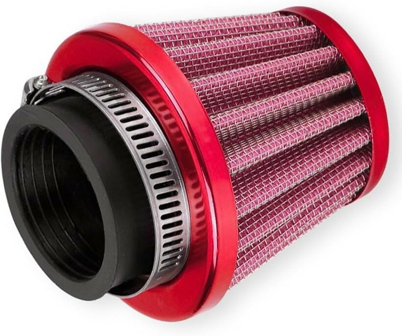 互換品 パワーフィルター エアフィルター 35mm バイク オートバイ スクーター 原付 ステンレス メッシュ エアクリーナー カラー 赤 レッド (レッド)
