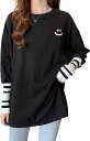 ニューネ tシャツ 長袖 レディース トップス ロンT カットソー クルーネック スマイル ボーダー オシャレ スポーツ アウトドア ウォーキング ストレッチ ジムウェア トレーニング 部屋着