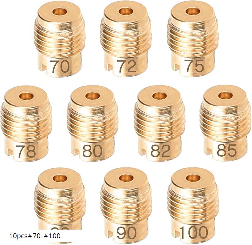 【楽天ランキング1位入賞】メインジェットセット10個 ケーヒン全ネジ型/大タイプ #70-#100 バイク用 収納ケース付き 6pcs#110-#135 6pcs#85-#110 10pcs#70-#100