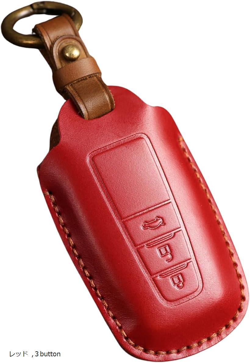 互換品 トヨタ 専用 キーケース キーカバー 本革 レザー 2button ブラウン ブルー レッド 3button