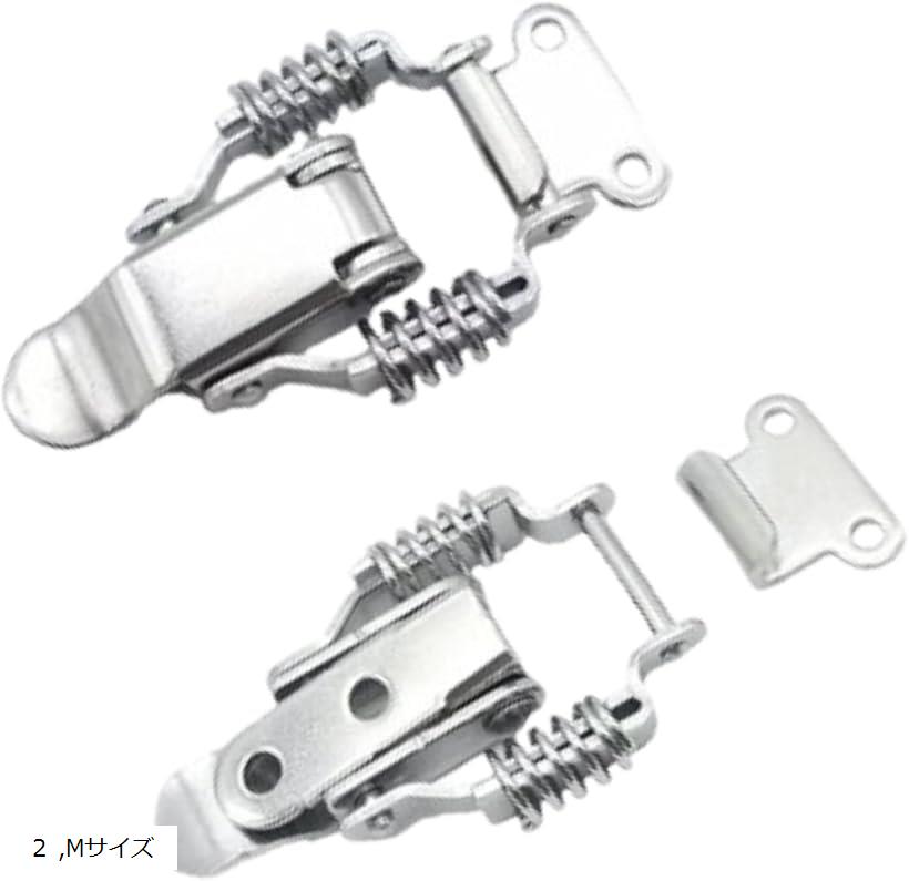 パッチン錠 トグルラッチ ボックスラッチ トランク フック キャッチ ステンレス リア ゲート 留め具 ボート DIY 2個セット 2 Mサイズ