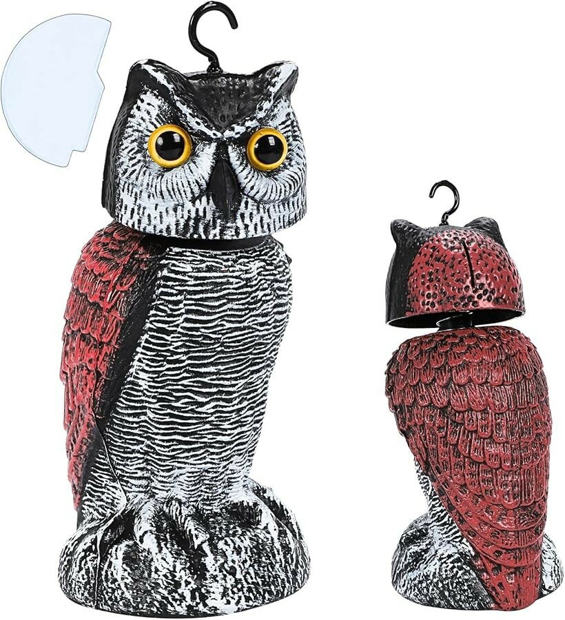 Rakuten - 鳥よけ フクロウ 吊り下げフック付 カラス避け ツバメ対策 鳩 畑 ベランダ 防鳥 (ブラック)