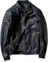 アイセレクトi-select 肩 ステッチ 入り PU レザー ライダース ジャケット 革ジャン 本革調