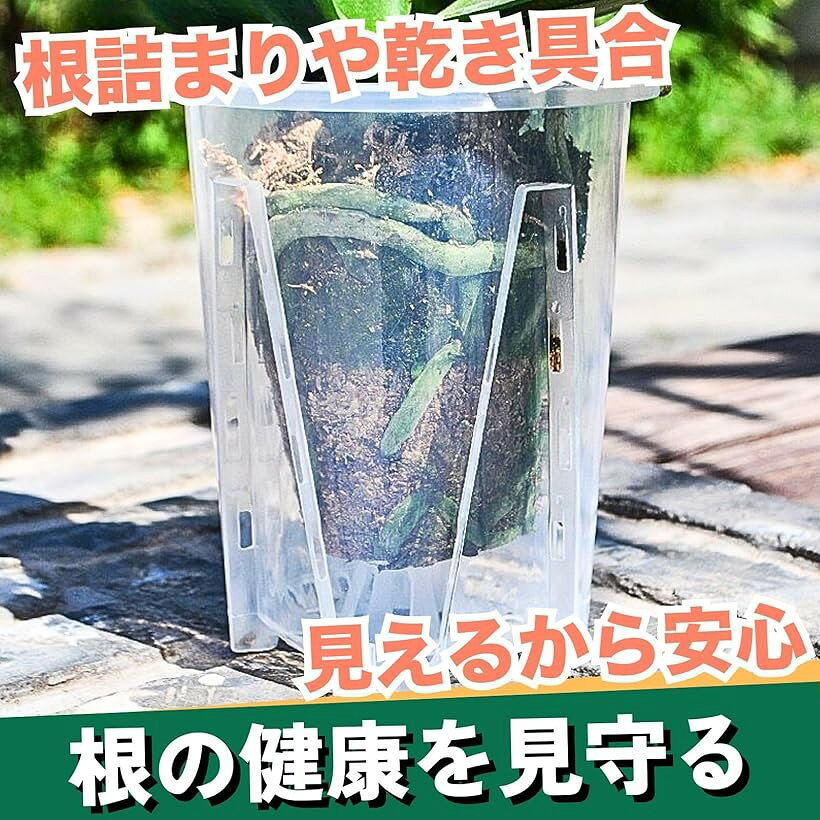 透明鉢 6個セット 植木鉢 クリア プラスチック スリット鉢 胡蝶蘭 受け皿付 (クリ...