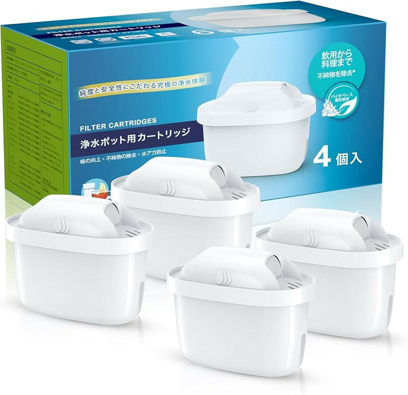 Zojirushi - 互換品 カートリッジ ブリタカートリッジ マクストラプロ 交換用フィルター 浄水ポットカートリッジ ブリタ浄水器用 フィルターカートリッジ 高除去 (4個セット)