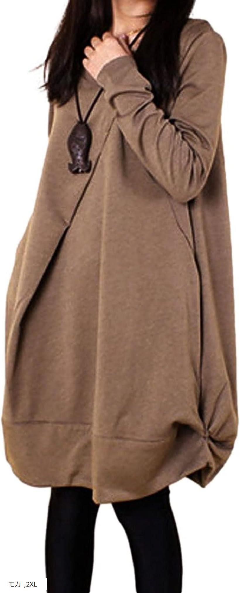 スリーピングシープ 大人 可愛い ふんわり コクーンシルエット チュニック ワンピース レディース L グレー XL ブラック M カーキ モカ 2XL