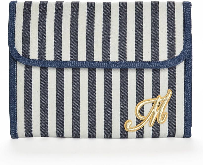 母子手帳ケース イニシャル デニム地 ジャバラ 二人用 診察券 お薬手帳 通帳