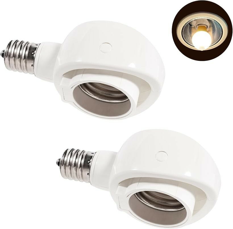 E17＞E26 LED電球専用 可変式ソケット 屋内用 ソケット変換コンセント 簡単取付 工事不要 AC100V (ホワイト, 2個)