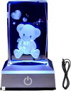 クリスタル 3D オブジェ くまさん LED ライトスタンド 電池 USB 対応 プレゼント インテリア