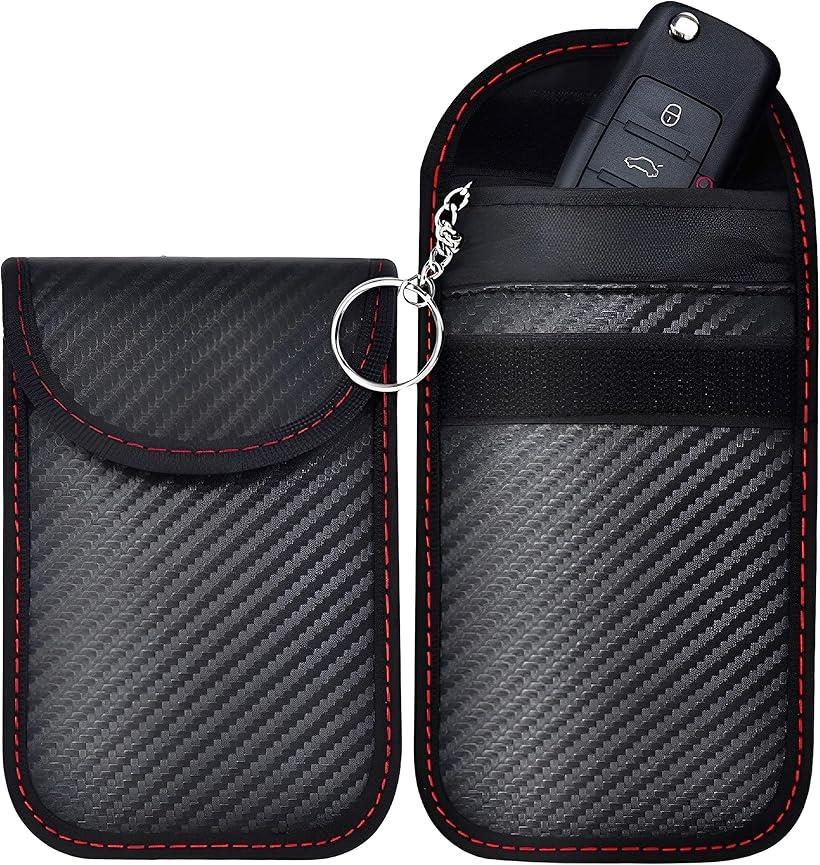 電波遮断 スマートキーケース ポーチ リレーアタック防止 対策 車 盗難防止 カーセキュリティ 黒 2個 セット