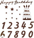 誕生日飾り バースデー タペストリー ガーランド シンプル ナチュラル バナー フェルト/コーヒー色 Happy Birhtday + Cake 数字バナー(3)