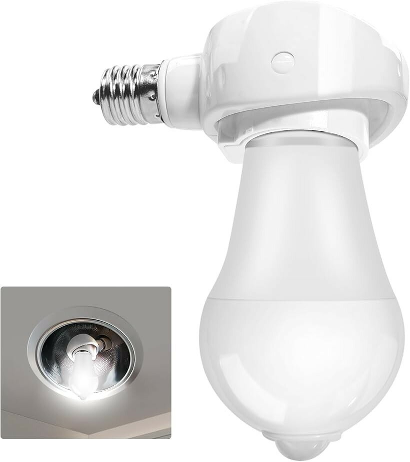 - E17＞E26 LED電球専用-可変式ソケット-電球付き人感センサー付 明暗センサー付き...