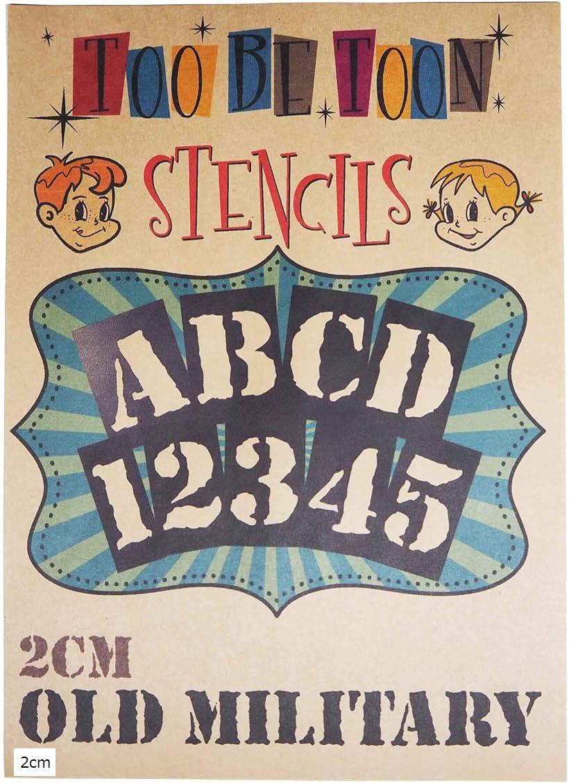 ステンシルシート ア ルファベット大文字＆数字セット OLD MILITARY 3cm 4cm 7cm 5cm 6cm 8cm 2 6cm 3 ..