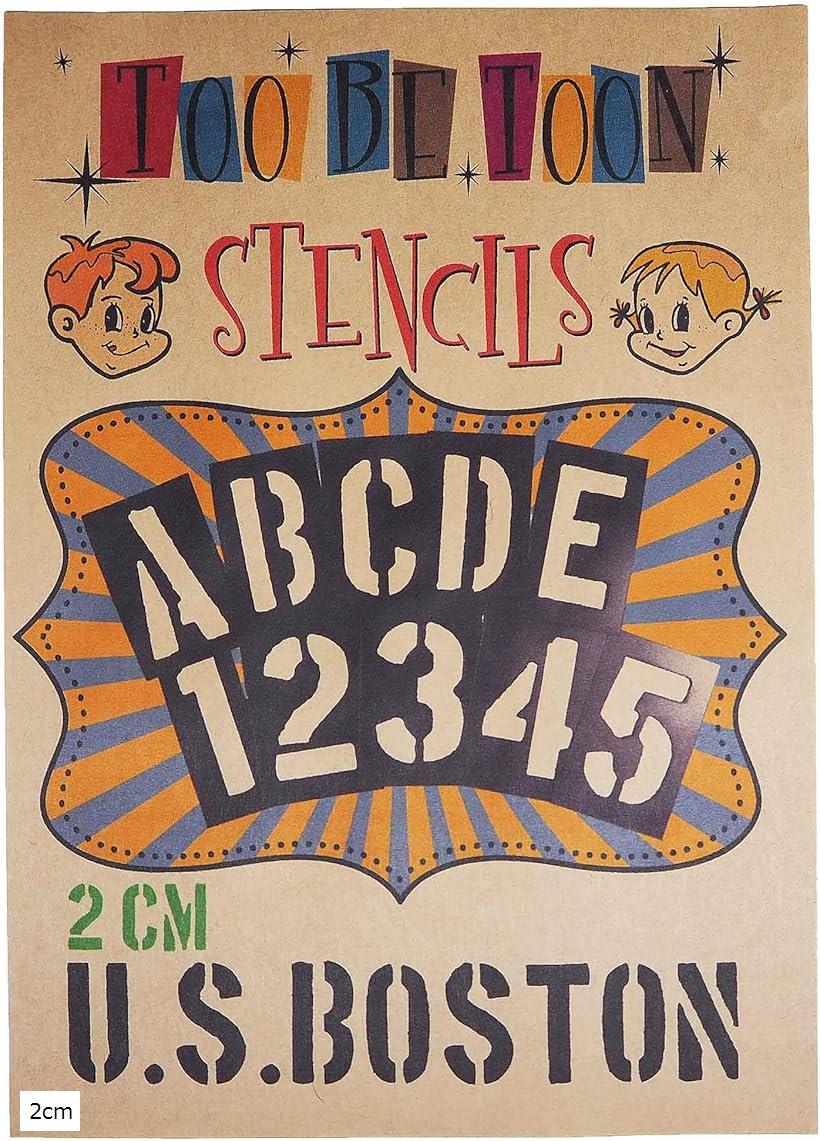 ステンシルシート ア ルファベット大文字＆数字セット U.S.BOSTON 3cm 4cm 5cm 6cm 7cm 8cm 2 6cm 3 SS..