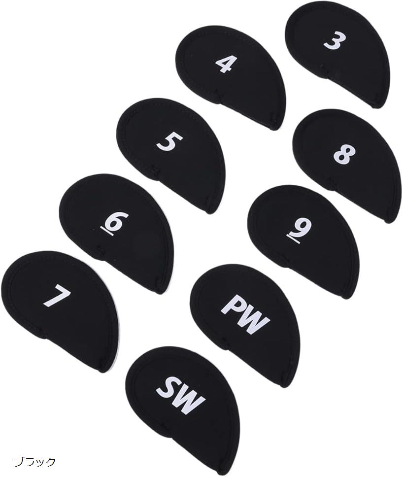 アイアンヘッドカバー アイアンカバー 9個セット ブラック