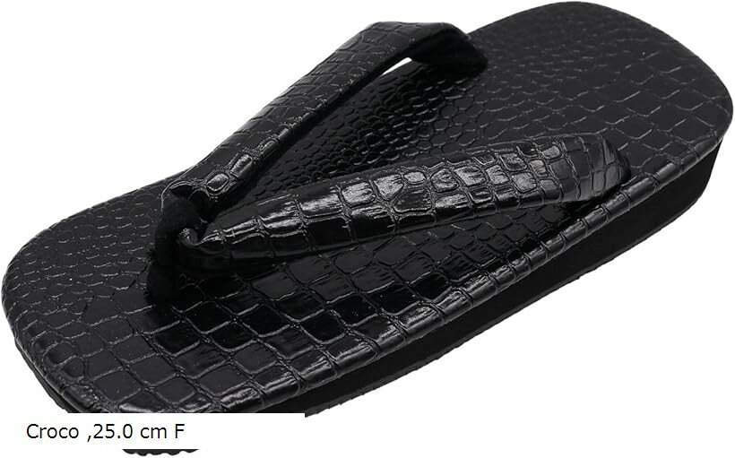 雪駄 メンズ クロコ型押し ブラック 黒アメ底 日本製 26.0 cm F Croco 25.0 cm F