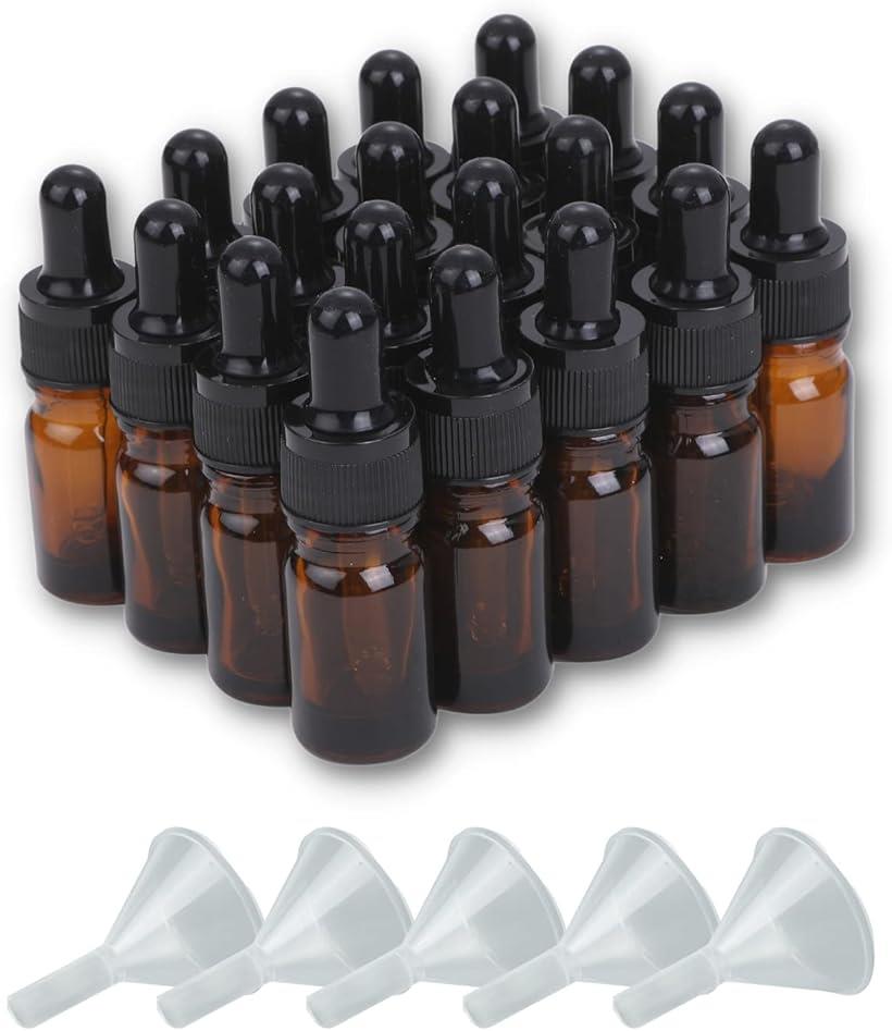 遮光瓶 スポイト付き 精油 アロマオイル 詰め替え 保存用 ガラス製 ブラウン 漏斗付き