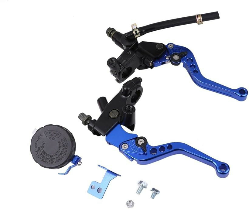 互換品別体 マスターシリンダー ブレーキ クラッチ ホルダー レバー セット 汎用品 CBR PCX NSR NINJA モンキー 等 ブルー (ブルー)