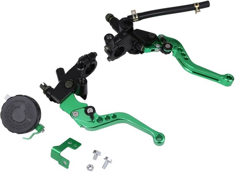 互換品別体 マスターシリンダー ブレーキ クラッチ ホルダー レバー セット 汎用品 CBR PCX NSR NINJA モンキー 等 グリーン (グリーン)