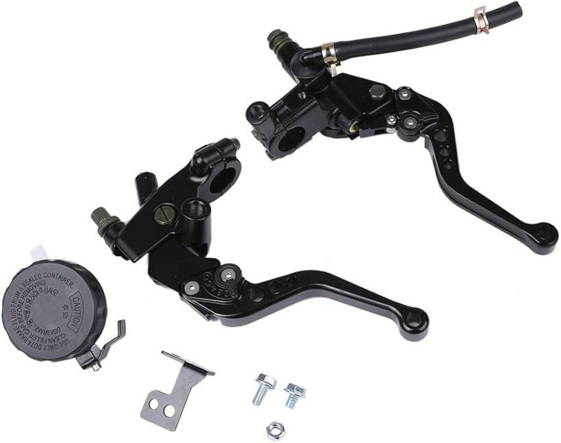 互換品別体 マスターシリンダー ブレーキ クラッチ ホルダー レバー セット 汎用品 CBR PCX NSR NINJA モンキー 等 ブラック (ブラック)