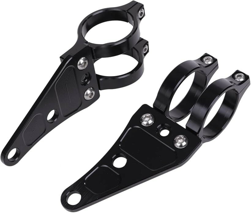 アルミニウム合金 CNC削出し ヘッドライトステー 41mm 41パイ 汎用 社外品 ブラック (ブラック)