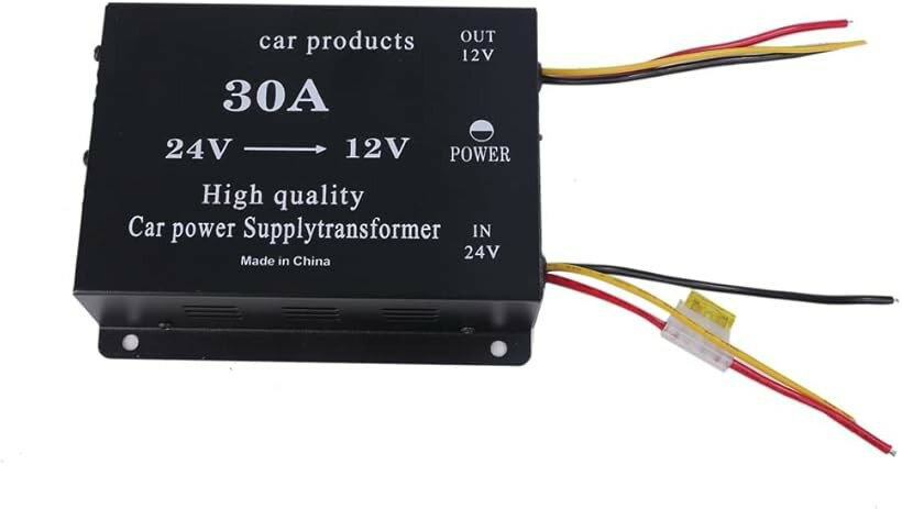 DCDC コンバーター 電圧 変換器 24V＞12V 変圧器 デコデコ ヒューズ付 過電圧保護 バックアップ 機能付 大型車 トラック 30A (30A)