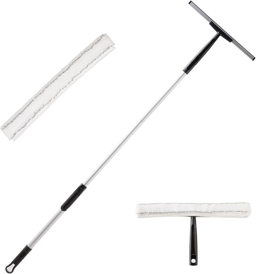 スクイジー 水切りワイパー ガラスワイパー 窓ガラス掃除 結露水滴取り 両面 窓掃除 延長ポール付き