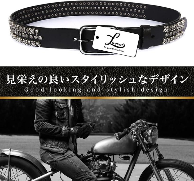 スカルスタッズ ベルト メンズ 本革